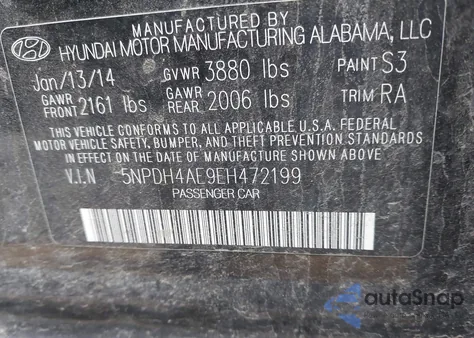 2014 Hyundai Elantra Se из США, поврежденный, VIN 5NPDH4AE9EH472199